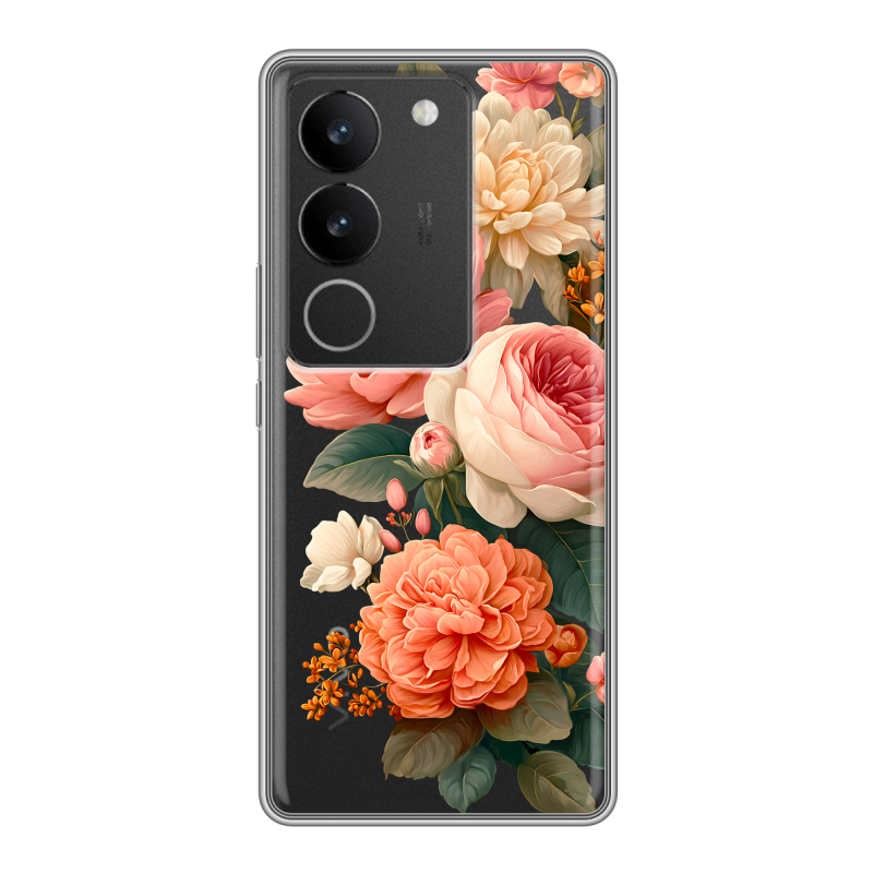 Силиконовый противоударный чехол на Vivo S17 с принтом цветы Силиконовый противоударный чехол на Vivo S17 с принтом цветы