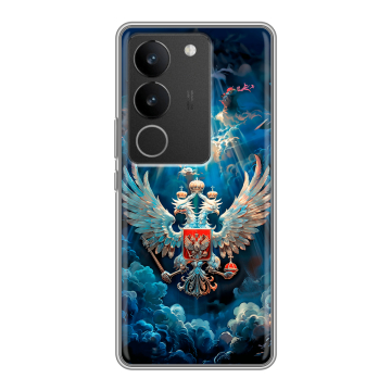 Силиконовый чехол на Vivo S17 Pro с принтом Герб флаг России