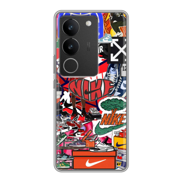 Силиконовый чехол на Vivo S17 Pro с принтом Найк Nike яркий