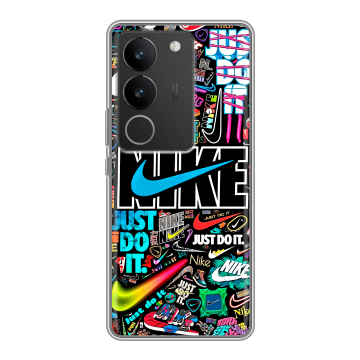 Силиконовый чехол на Vivo S17 Pro с принтом найк nike черный Силиконовый чехол на Vivo S17 Pro с принтом найк nike черный
