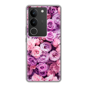 Силиконовый чехол на Vivo S17 Pro с принтом лавандовые розы Силиконовый чехол на Vivo S17 Pro с принтом лавандовые розы