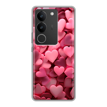 Силиконовый чехол на Vivo S17 Pro с принтом розовые сердечки
