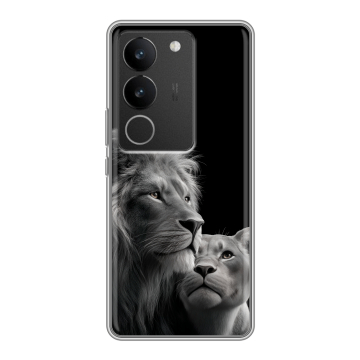 Силиконовый чехол на Vivo S17 Pro с принтом Лев кошки