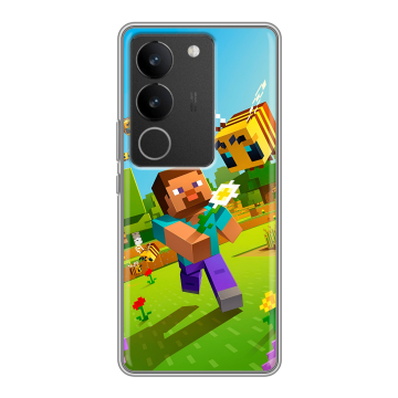 Силиконовый чехол на Vivo S17 Pro с принтом Майнкрафт Minecraft Силиконовый чехол на Vivo S17 Pro с принтом Майнкрафт Minecraft