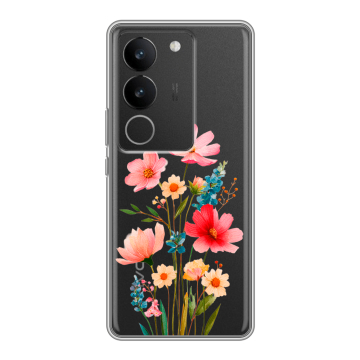 Силиконовый чехол на Vivo S17 Pro с принтом Цветы