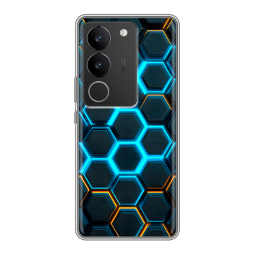 Силиконовый чехол на Vivo S17 Pro с принтом Неоновые соты