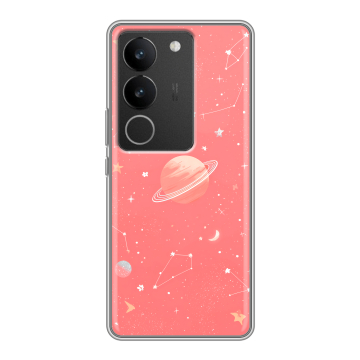 Силиконовый чехол на Vivo S17 Pro с принтом Розовый космос