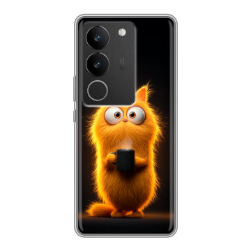 Силиконовый чехол на Vivo S17 Pro с принтом Смешной кот