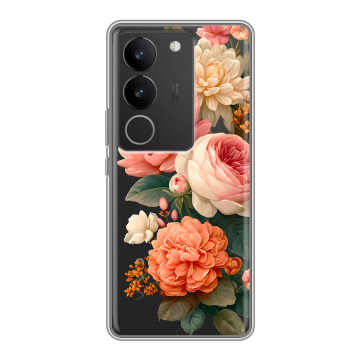 Силиконовый чехол на Vivo S17 Pro с принтом цветы Силиконовый чехол на Vivo S17 Pro с принтом цветы