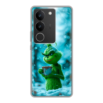 Силиконовый чехол на Vivo S17 Pro с принтом Новый год гринч Силиконовый чехол на Vivo S17 Pro с принтом Новый год гринч