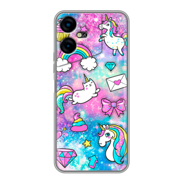 Силиконовый чехол на Tecno Pova Neo 3 с принтом Единороги Силиконовый чехол на Tecno Pova Neo 3 с принтом Единороги