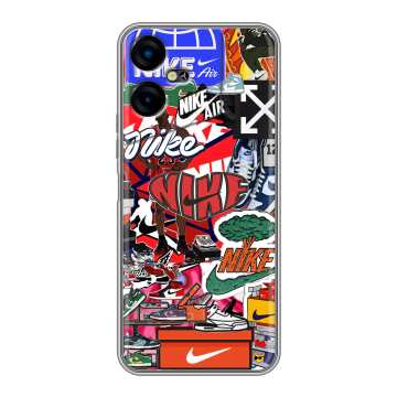 Силиконовый чехол на Tecno Pova Neo 3 с принтом Найк Nike яркий