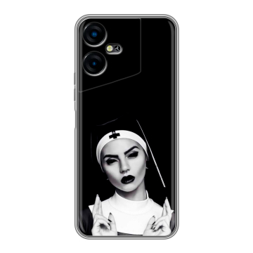 Силиконовый чехол на Tecno Pova Neo 3 с принтом монашка