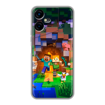 Силиконовый чехол на Tecno Pova Neo 3 с принтом Майнкрафт Minecraft Силиконовый чехол на Tecno Pova Neo 3 с принтом Майнкрафт Minecraft