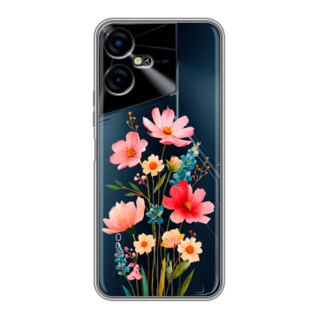 Силиконовый чехол на Tecno Pova Neo 3 с принтом Цветы