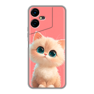 Силиконовый чехол на Tecno Pova Neo 3 с принтом Розовый котенок