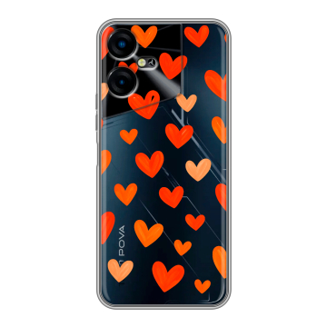 Силиконовый чехол на Tecno Pova Neo 3 с принтом Сердечки