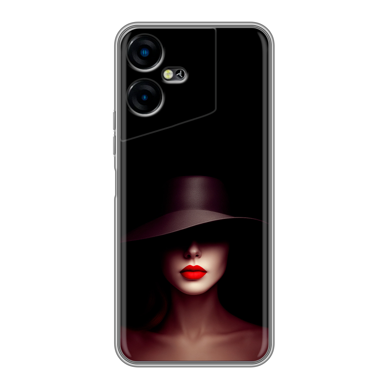 Силиконовый чехол на Tecno Pova Neo 3 с принтом Девушка в шляпе Силиконовый чехол на Tecno Pova Neo 3 с принтом Девушка в шляпе