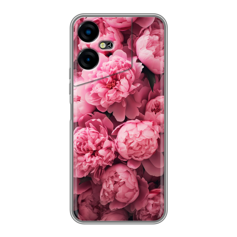 Силиконовый чехол на Tecno Pova Neo 3 с принтом цветы пионы Силиконовый чехол на Tecno Pova Neo 3 с принтом цветы пионы