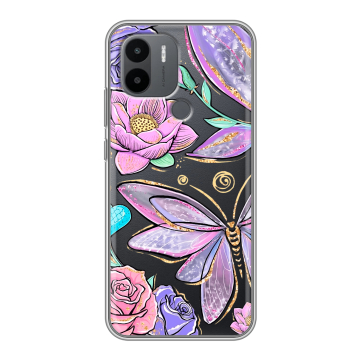 Силиконовый чехол на Xiaomi Poco C51 с принтом Бабочки и цветы