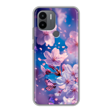 Силиконовый чехол на Xiaomi Poco C51 с принтом цветы бабочки