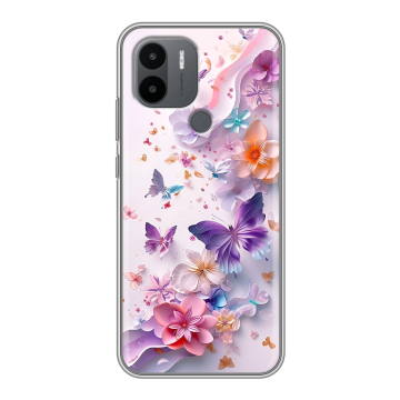 Силиконовый чехол на Xiaomi Poco C51 с принтом цветы бабочки Силиконовый чехол на Xiaomi Poco C51 с принтом цветы бабочки