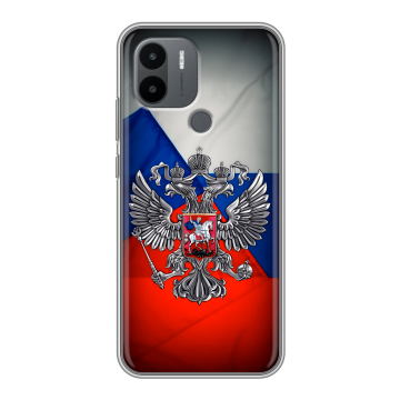 Силиконовый чехол на Xiaomi Poco C51 с принтом Флаг России Силиконовый чехол на Xiaomi Poco C51 с принтом Флаг России