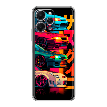 Силиконовый чехол на Xiaomi RedMi 12 с принтом Гоночные машины