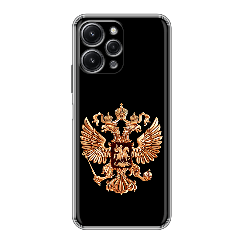 Силиконовый чехол на Xiaomi RedMi 12 с принтом Герб России золотой Силиконовый чехол на Xiaomi RedMi 12 с принтом Герб России золотой