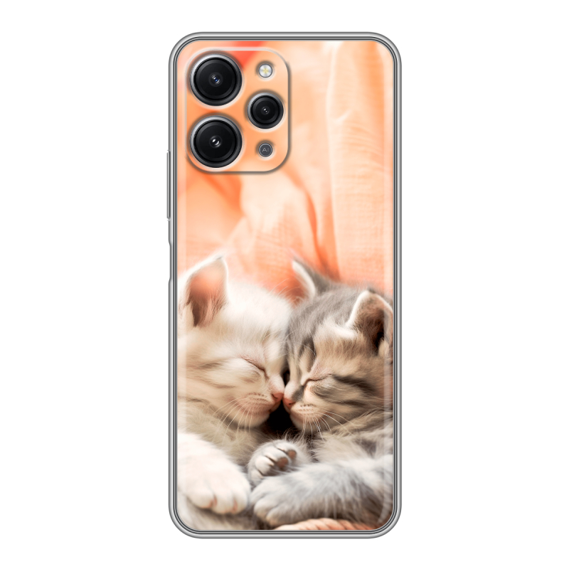 Силиконовый противоударный чехол на Xiaomi RedMi 12 с принтом Котята Силиконовый противоударный чехол на Xiaomi RedMi 12 с принтом Котята