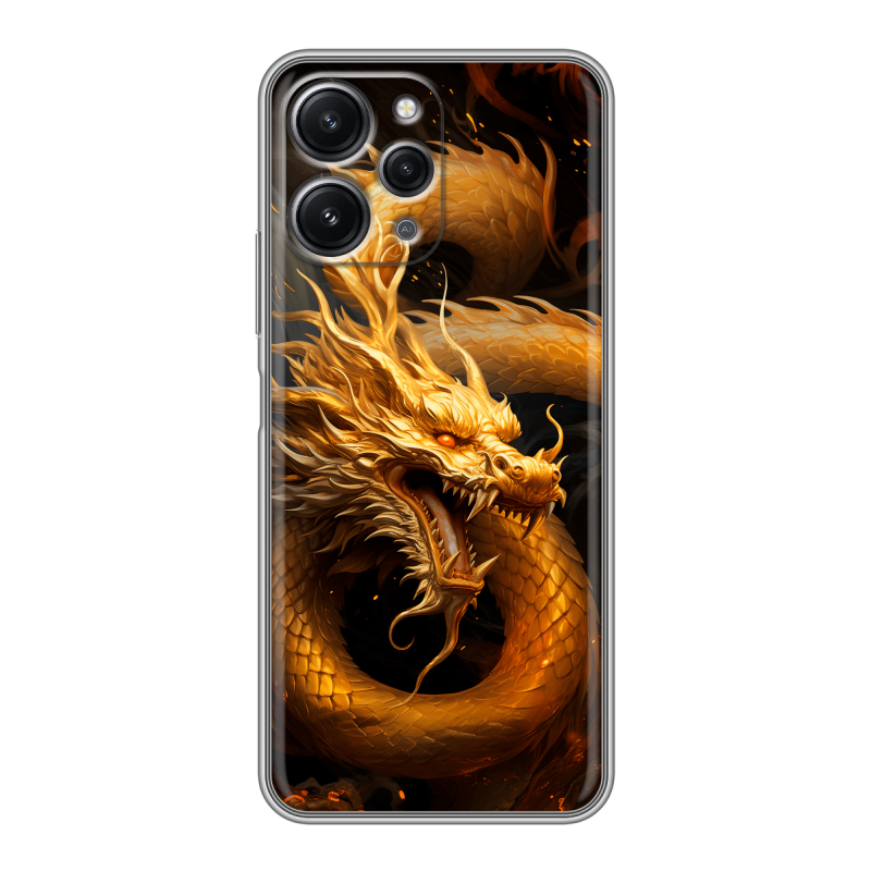Силиконовый чехол на Xiaomi RedMi 12 с принтом Золотой дракон Силиконовый чехол на Xiaomi RedMi 12 с принтом Золотой дракон