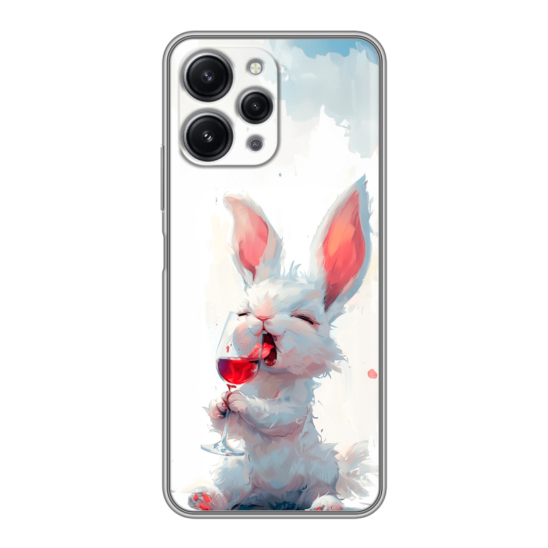 Силиконовый чехол на Xiaomi RedMi 12 с принтом кролик зайчик Силиконовый чехол на Xiaomi RedMi 12 с принтом кролик зайчик