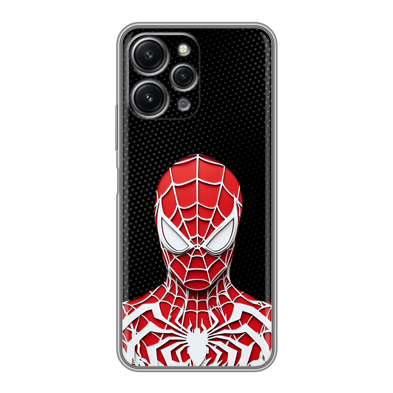 Силиконовый противоударный чехол на Xiaomi RedMi 12 с принтом человек паук spiderman Силиконовый противоударный чехол на Xiaomi RedMi 12 с принтом человек паук spiderman