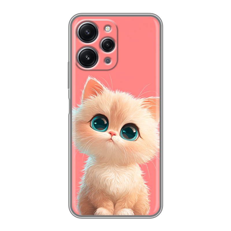 Силиконовый чехол на Xiaomi RedMi 12 с принтом Розовый котенок Силиконовый чехол на Xiaomi RedMi 12 с принтом Розовый котенок