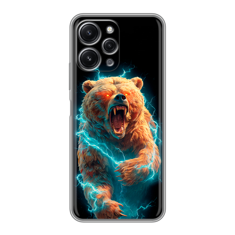 Силиконовый противоударный чехол на Xiaomi RedMi 12 с принтом Медведь Силиконовый противоударный чехол на Xiaomi RedMi 12 с принтом Медведь