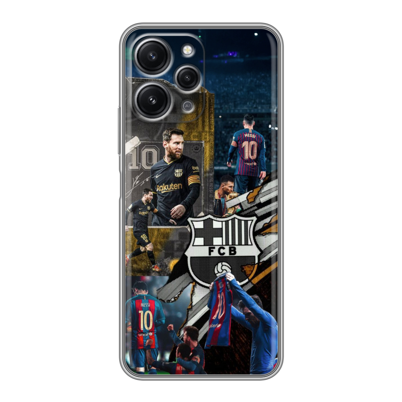Силиконовый противоударный чехол на Xiaomi RedMi 12 с принтом Messi Barcelona Силиконовый противоударный чехол на Xiaomi RedMi 12 с принтом Messi Barcelona