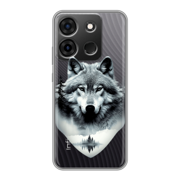 Силиконовый чехол на Infinix Smart 7 Plus с принтом Волк в лесу