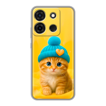 Силиконовый чехол на Infinix Smart 7 Plus с принтом Котенок в шапке