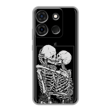 Силиконовый чехол на Infinix Smart 7 Plus с принтом Поцелуй скелетов