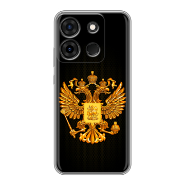 Силиконовый чехол на Infinix Smart 7 Plus с принтом Герб России желтый