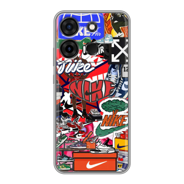 Силиконовый чехол на Infinix Smart 7 Plus с принтом Найк Nike яркий