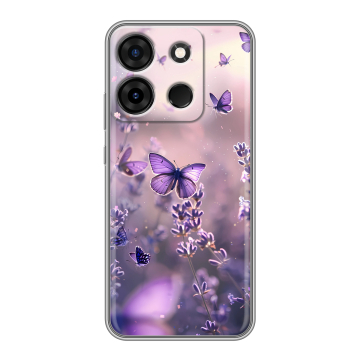 Силиконовый чехол на Infinix Smart 7 Plus с принтом бабочки и лаванда