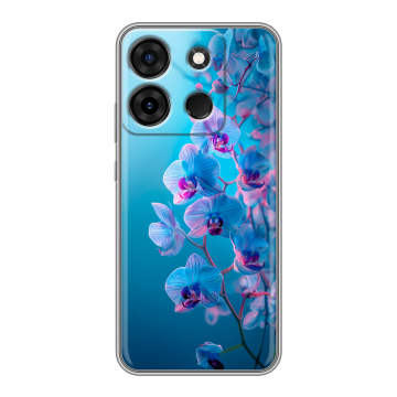 Силиконовый чехол на Infinix Smart 7 Plus с принтом голубые орхидеи