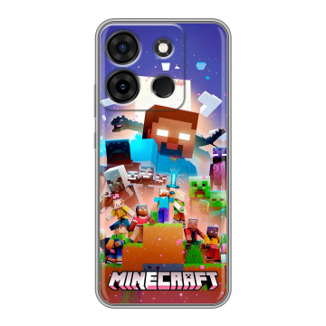 Силиконовый чехол на Infinix Smart 7 Plus с принтом Майнкрафт Minecraft