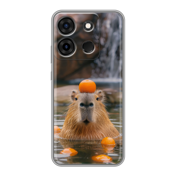 Силиконовый чехол на Infinix Smart 7 Plus с принтом Капибара с апельсином