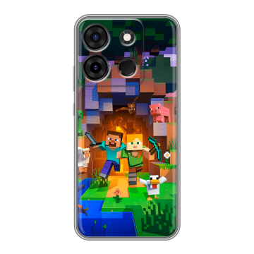 Силиконовый чехол на Infinix Smart 7 Plus с принтом Майнкрафт Minecraft
