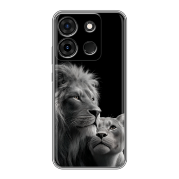 Силиконовый чехол на Infinix Smart 7 Plus с принтом Лев кошки Силиконовый чехол на Infinix Smart 7 Plus с принтом Лев кошки