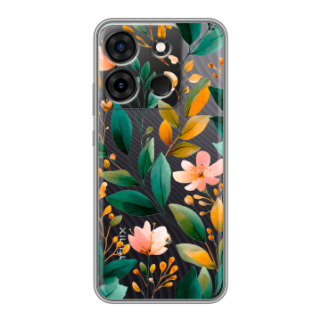 Силиконовый чехол на Infinix Smart 7 Plus с принтом Цветы паттерн Силиконовый чехол на Infinix Smart 7 Plus с принтом Цветы паттерн