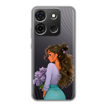 Силиконовый чехол на Infinix Smart 7 Plus с принтом девушка цветы Силиконовый чехол на Infinix Smart 7 Plus с принтом девушка цветы