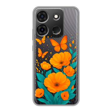 Силиконовый чехол на Infinix Smart 7 Plus с принтом цветы бабочки Силиконовый чехол на Infinix Smart 7 Plus с принтом цветы бабочки